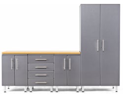 9ft wide set of Graphite Grey Wood Cabinets