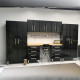 Black Modular 8 Piece Garage Cabinet Kit with Bamboo Worktop Black Modular 8 Piece Garage Cabinet Kit with Bamboo Worktop