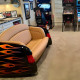 1951 Black Mercury with Flames Tan Leather Couch 1951 Black Mercury with Flames Tan Leather Couch