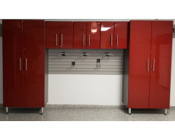 5 Piece Red Wood Garage Cabinet Set