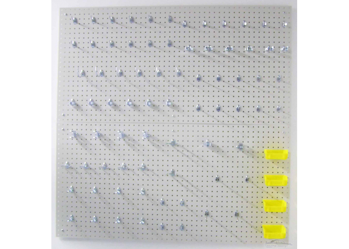 Two 24 In. W x 48 In. H White Polypropylene Pegboards with 79 piece Assortment