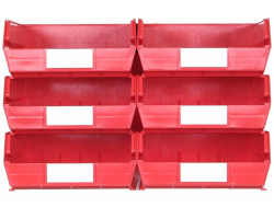 8 Count Wall Storage - Large Red Bins/Rails