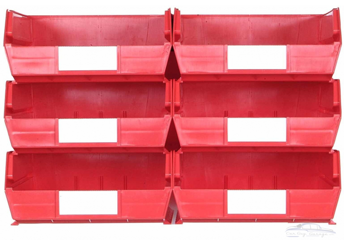 8 Count Wall Storage - Large Red Bins/Rails