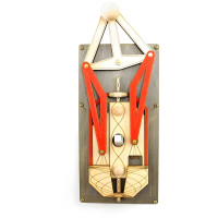 Mechanical Wooden Single Toggle Light Switch Plate Cover - Red/Gray