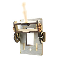 Steampunk Gear Lever Mechanical Rocker Light Switch Cover - Gray Wood