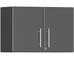 Graphite Grey Metallic MDF Oversized Partitioned 2-Door Wall Cabinet