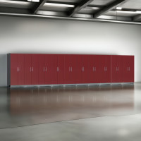 Red Modular 10-Piece Tall Garage Storage Cabinets Set, Locking, 82 in