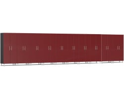 Ruby Red Metallic MDF 10-Piece Tall Cabinet Set