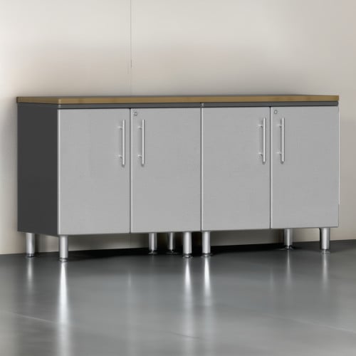 Silver Modular 3 Piece Garage Workstation Kit