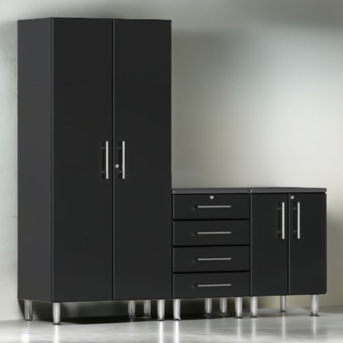 Black Modular 3 Piece Set of Garage Cabinets
