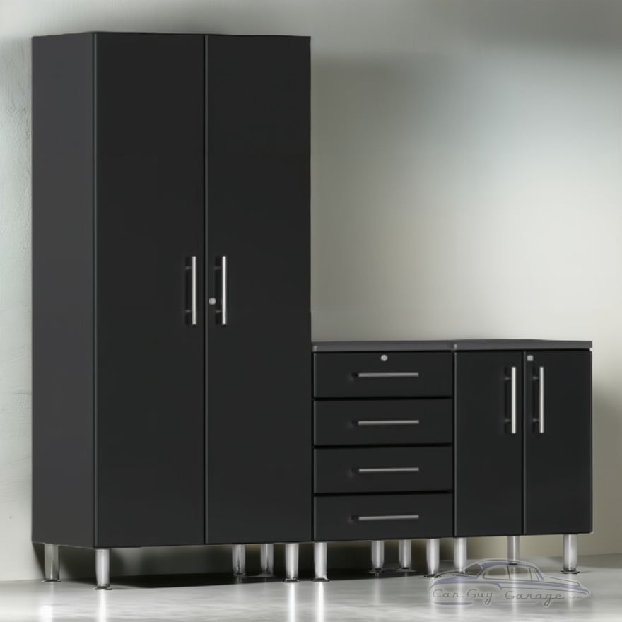 Black Modular 3 Piece Set of Garage Cabinets Black Modular 3 Piece Set of Garage Cabinets