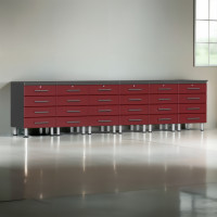 Red Modular 8-Piece Garage Drawer Storage Workbench Cabinet Set