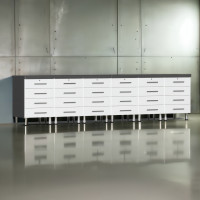 White Modular 8-Piece Dual Garage Workbench Drawer Cabinet Kit