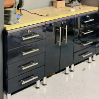 Black Modular 71 in 4-Piece Workbench Cabinet Kit with Bamboo Top