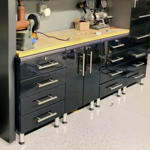 Black Modular 4 Piece Garage Workstation Kit