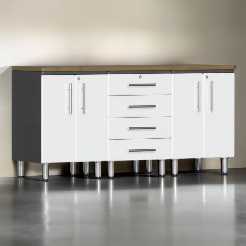 White Modular 4 Piece Garage Workstation Kit