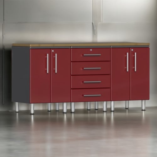 Red Modular 4 Piece Garage Workstation Kit
