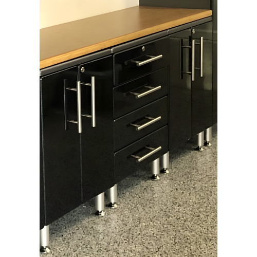 Black Modular 4 Piece Garage Workstation Kit