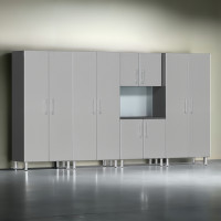 Silver Modular 5-Piece Garage Cabinet System with 3 Tall Closets