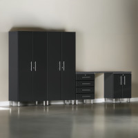 Black Modular 5-Piece Garage Cabinet Set with Worktop