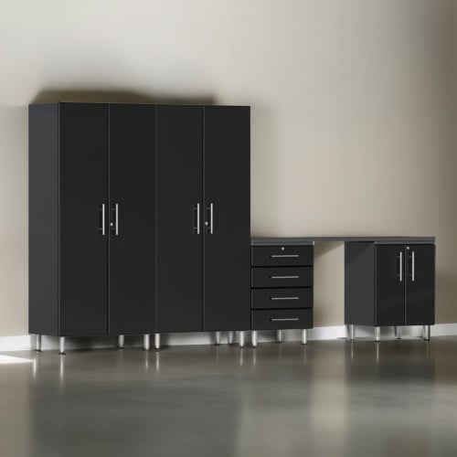Black Modular 5 Piece Set of Garage Cabinets