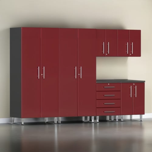 Red Modular 6 Piece Kit of Garage Cabinets