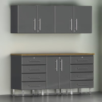 Grey Modular 6 Piece Garage Workstation Set