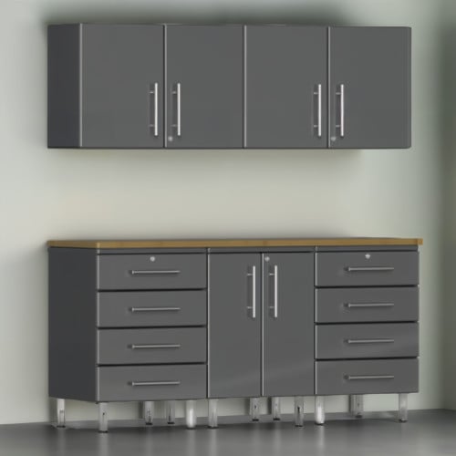 Grey Modular 6 Piece Garage Workstation Set
