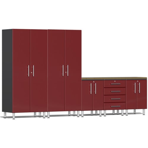 Red Modular 6 Piece Set of Garage Cabinets