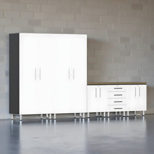 White Modular 6 Piece Set of Garage Cabinets