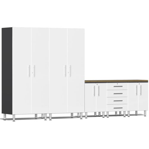 White Modular 6 Piece Set of Garage Cabinets