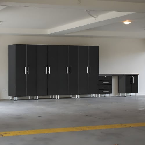 Black Modular 7 Piece Set of Garage Cabinets