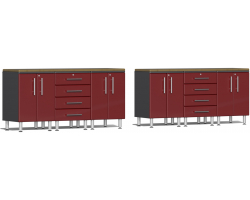 Ruby Red Metallic MDF 8-Piece Dual Workstation Set