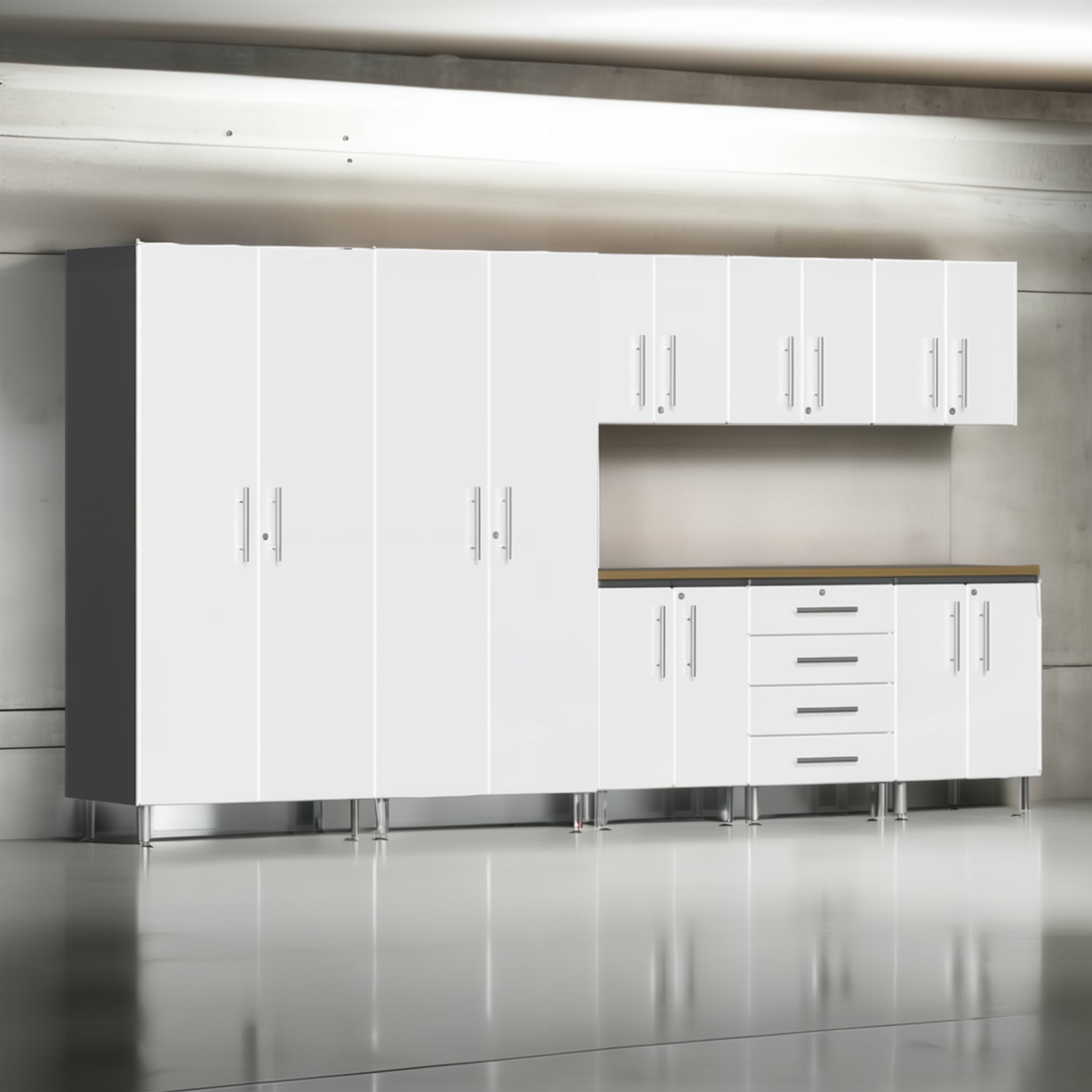 White Modular 9 Piece Set - Elegant Garage Storage Solution