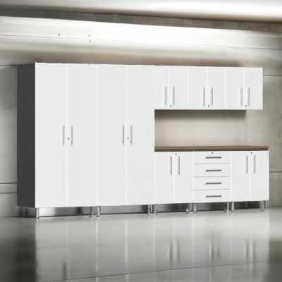 White Modular 9 Piece Set - Elegant Garage Storage Solution