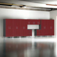 Red Modular Ulti-Mate 11-Piece Garage Cabinet Set with Workstation