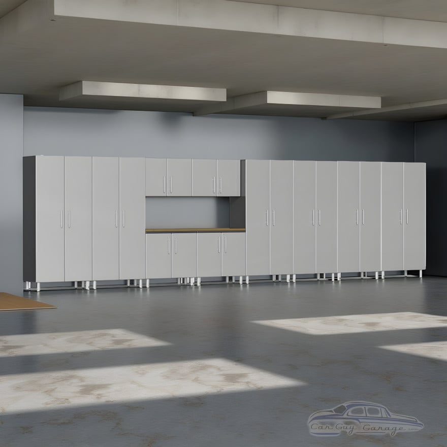 Silver Modular 11 Piece Set of Garage Cabinets Silver Modular 11 Piece Set of Garage Cabinets