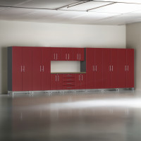 Red Modular 12 Piece Set of Garage Cabinets