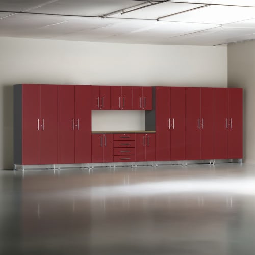 Red Modular 12 Piece Set of Garage Cabinets