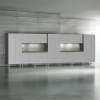Silver Modular Ulti-Mate 13-Piece Garage Cabinet Set with Bamboo Tops