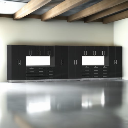 Black Modular 18 Piece Set of Garage Cabinets