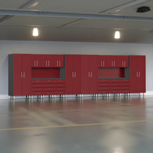 Red Modular 18 Piece Set of Garage Cabinets