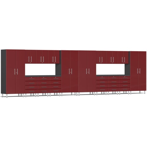Red Modular 18 Piece Set of Garage Cabinets