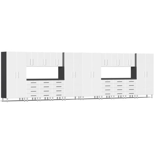 White Modular 18 Piece Set of Garage Cabinets