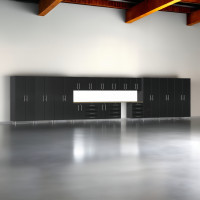 Black Modular 19-Piece Garage Storage Cabinet System with Workbench