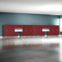 Red Modular Ulti-Mate 20-Piece Garage Cabinet Set with Worktops