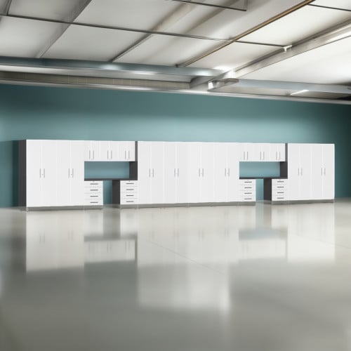 White Modular 20 Piece Set of Garage Cabinets