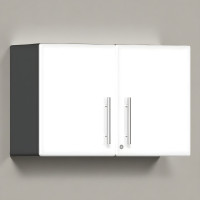 White Modular 36x14x24 Locking 2-Door Garage Wall Cabinet Partitioned