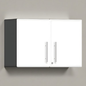 White Modular 36x14x24 Locking 2-Door Garage Wall Cabinet Partitioned