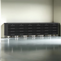 Black Modular 24-Drawer 8-Piece Garage Workbench, Dual 71in Tops